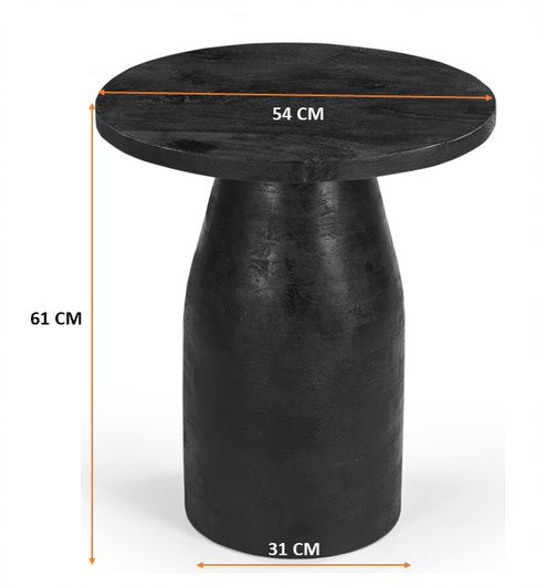 Hand Crafted Hardwood Side Table - Black