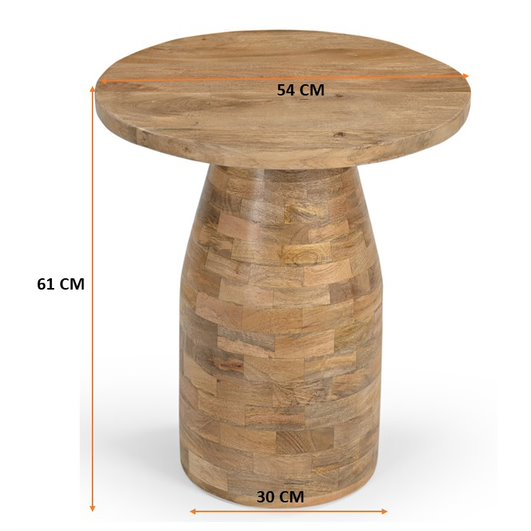 Hand Crafted Hardwood Side Table - Natural