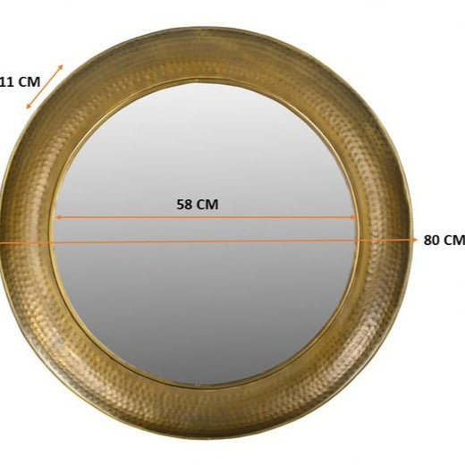 Hand Punched Gold and Brass Metal Mirror 80cms