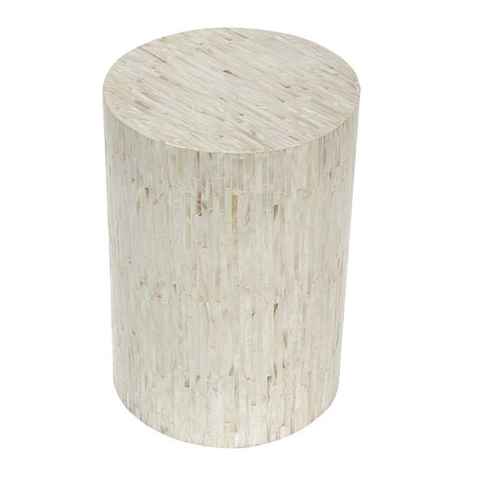 Handcrafted Alpine Pearl Side Table - White