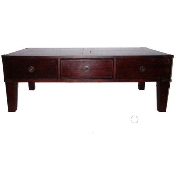 Handcrafted Campaign Coffee Table with Legs - Dark Mahogany