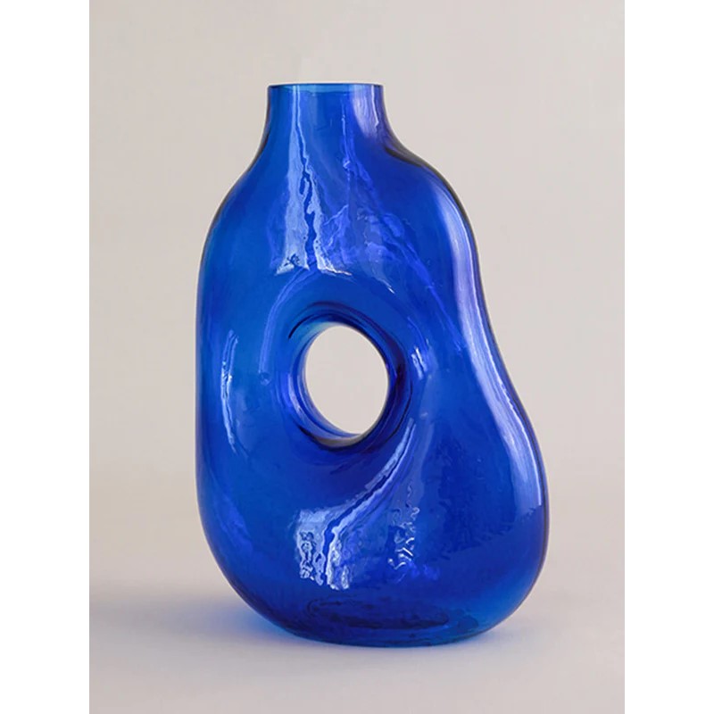 Handcrafted Caro Blue Glass Vessel