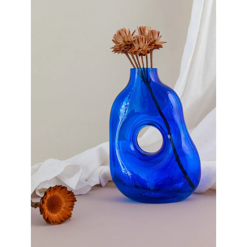 Handcrafted Caro Blue Glass Vessel
