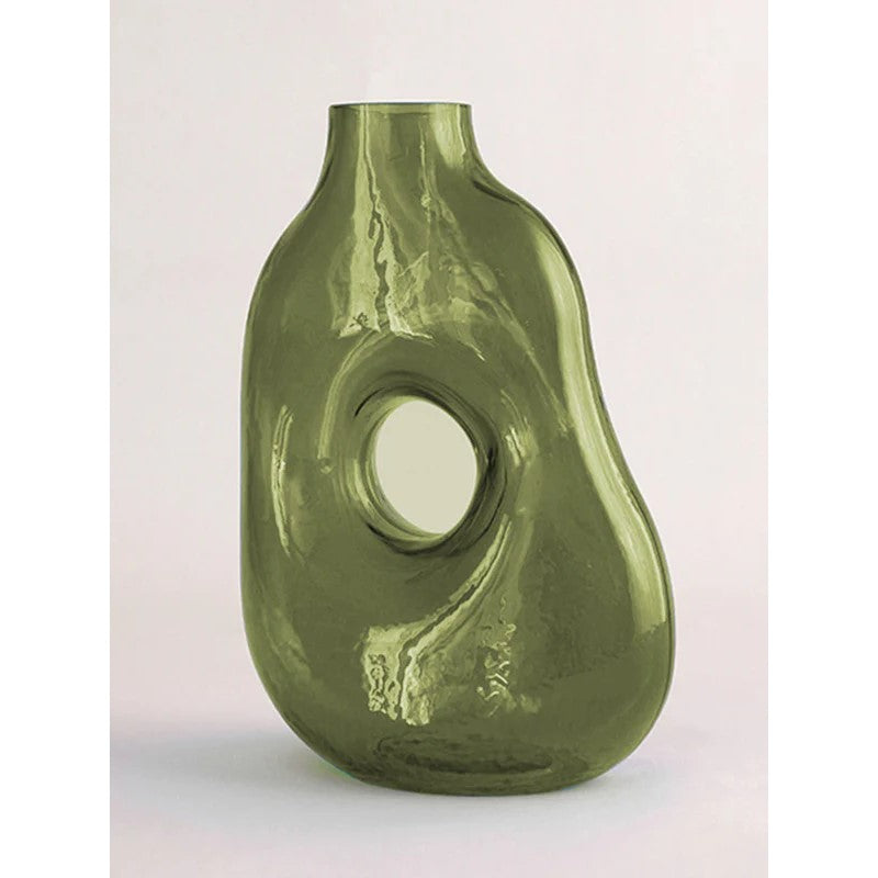 Handcrafted Caro Green Glass Vessel