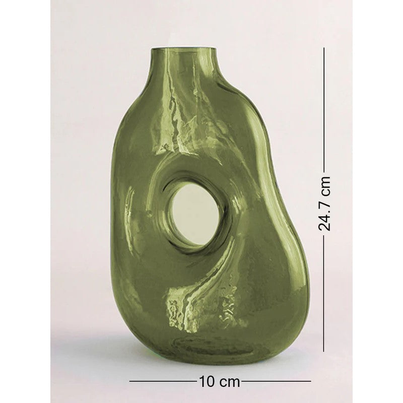 Handcrafted Caro Green Glass Vessel
