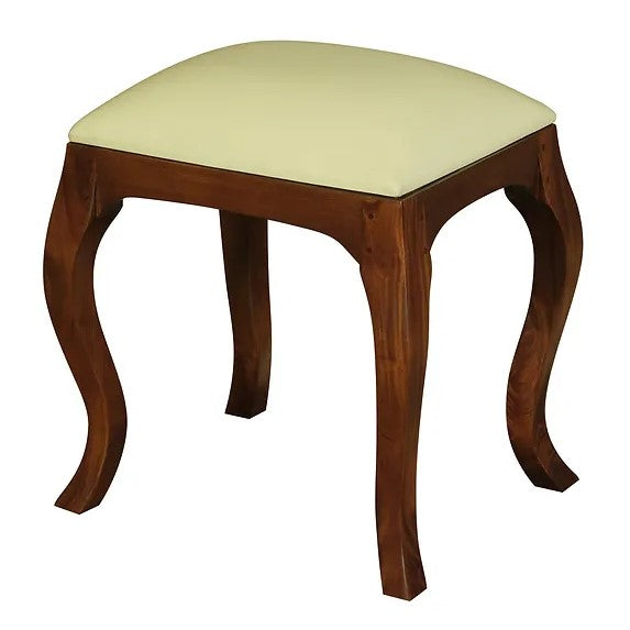 Handcrafted Cushioned Stool for Dressing Table - Brown