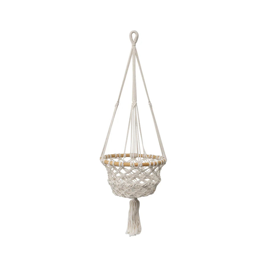 Handcrafted Macrame with Timber Potplant Hanger 90cms