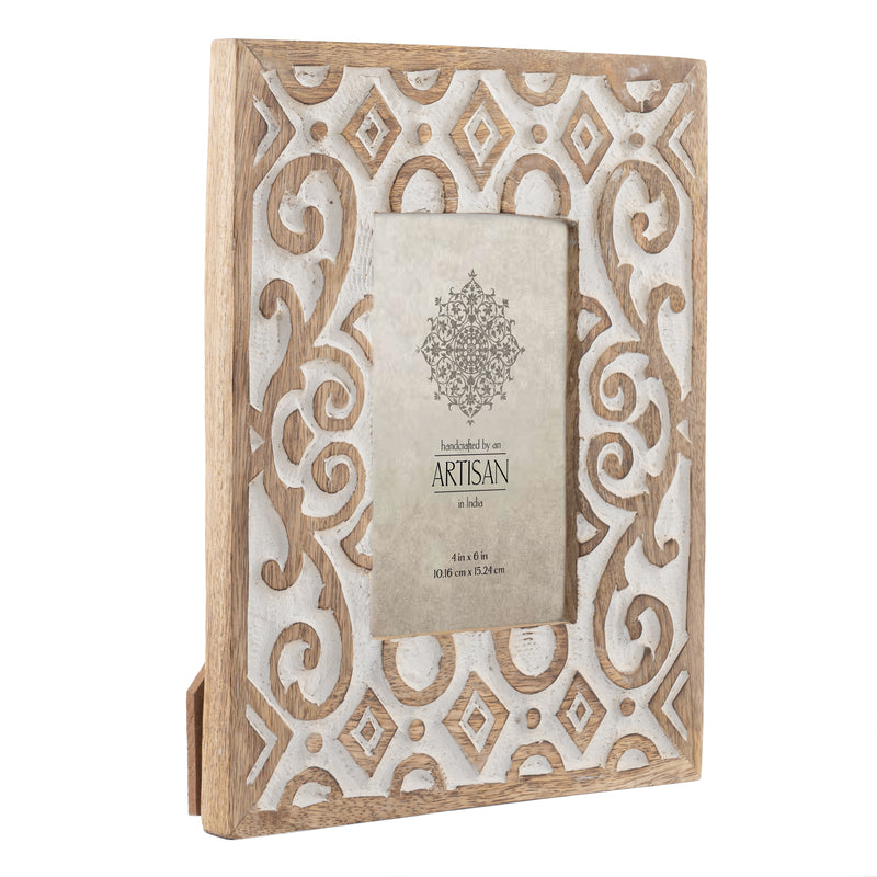 Handcrafted Mango Wood 'Symmetry' Photo frame - 4x6"