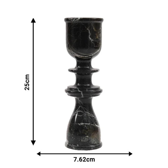 Handcrafted Marble Candle Holder - Black