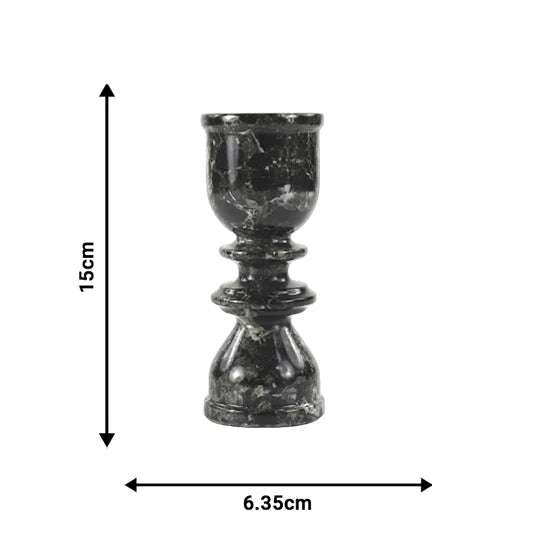 Handcrafted Marble Candle Holder 15cms - Black