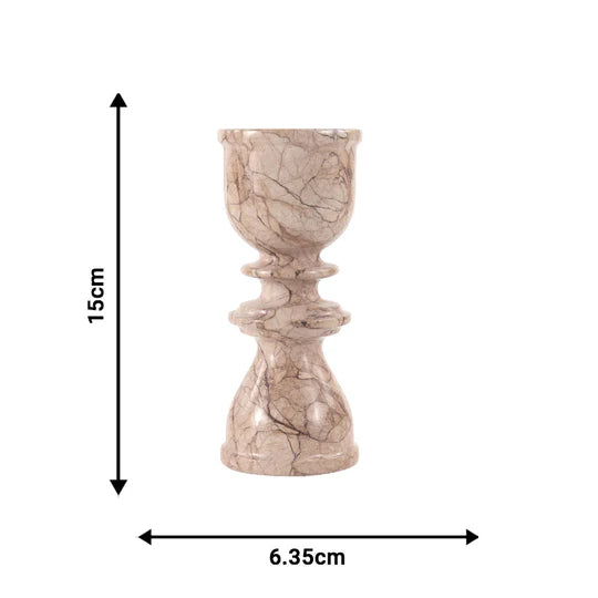Handcrafted Marble Candle Holder 15cms - Brown