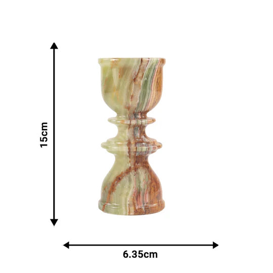 Handcrafted Marble Candle Holder 15cms - Green
