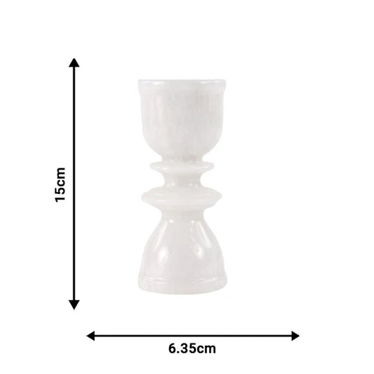Handcrafted Marble Candle Holder 15cms - White