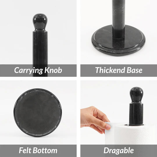 Handcrafted Marble Paper Towel Holder - Black
