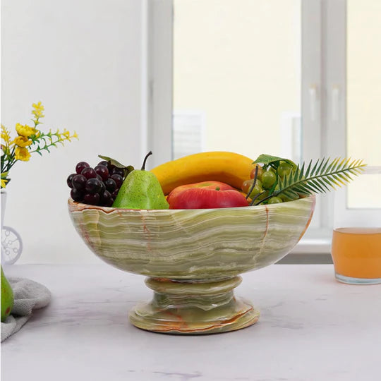 Handcrafted Pedestal Fruit Bowl 25cm - (Available in 3 Colors)