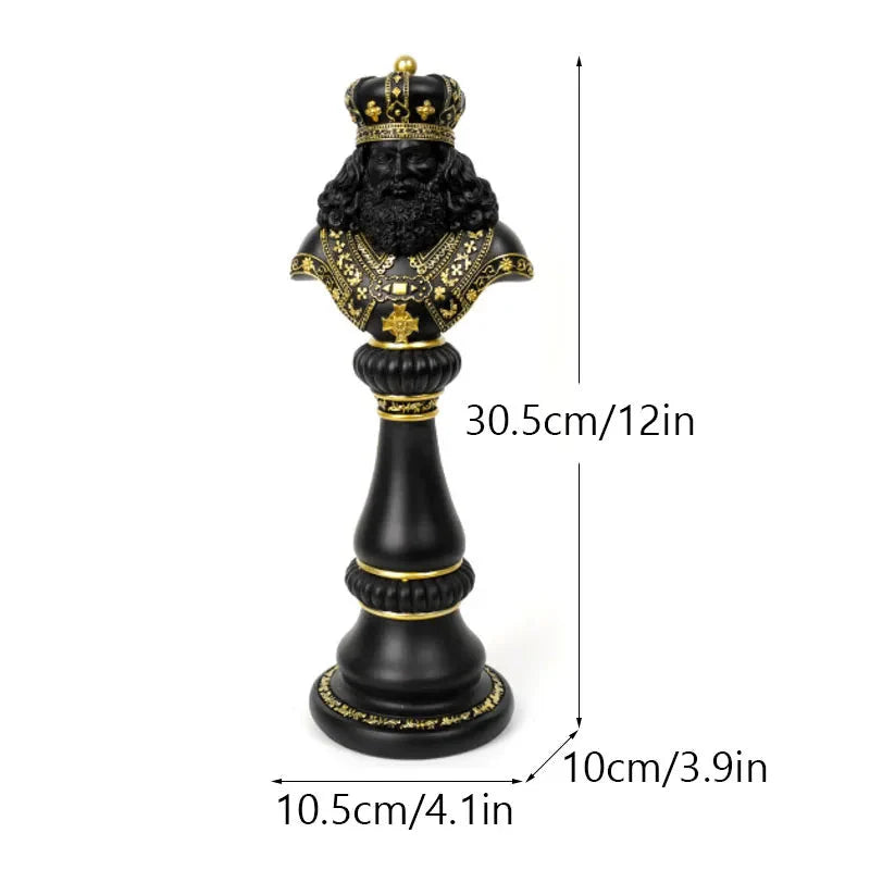 Handcrafted Resin King Chess Piece Decor - Black