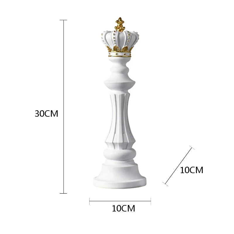 Handcrafted Resin King Chess Piece Decor - White