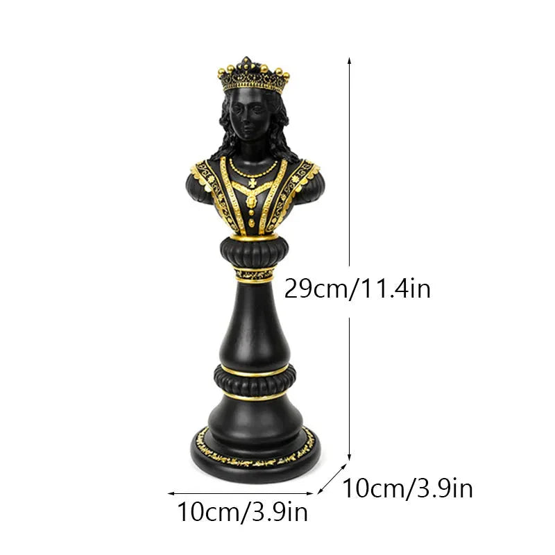 Handcrafted Resin Queen Chess Piece Decor - Black
