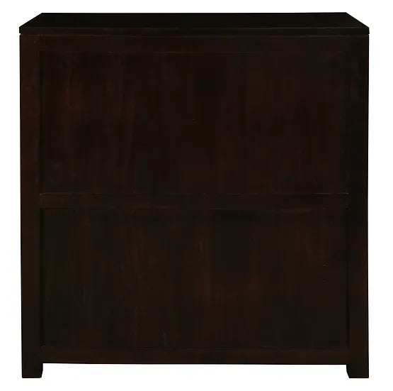 Handcrafted Wooden 5 Drawer Tallboy - Dark Brown