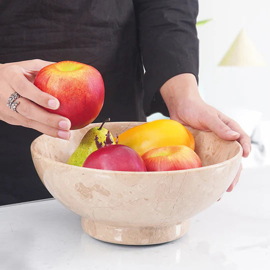 Handmade Fruit Marble Stone Bowl - Light Brown