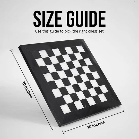 Handmade Marble Chess Set Black & White - 25cms