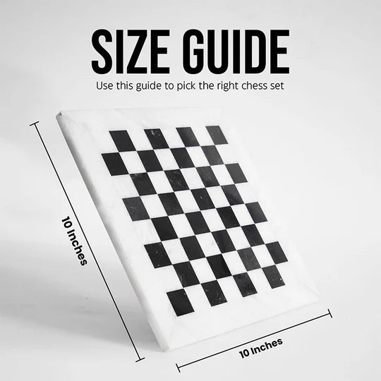 Handmade Marble Chess Set White & Black - 25cms
