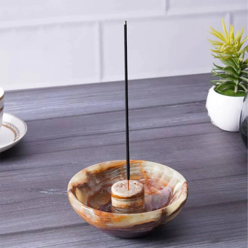 Handmade Marble Incense Bowl With 2 Holders (Available in 4 Colors)