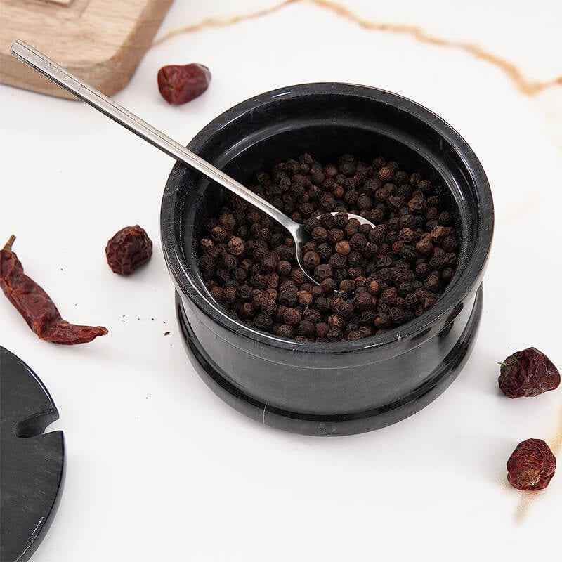 Handmade Marble Spice Server With Spoon (Available in 3 Colors)
