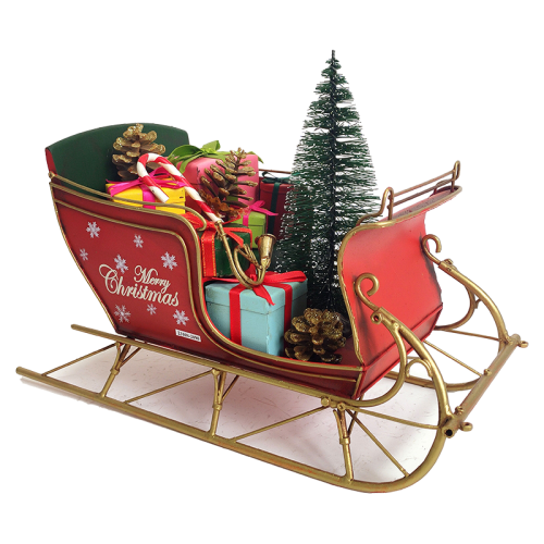 Handmade Metal Christmas Sled with Tree - 30cms