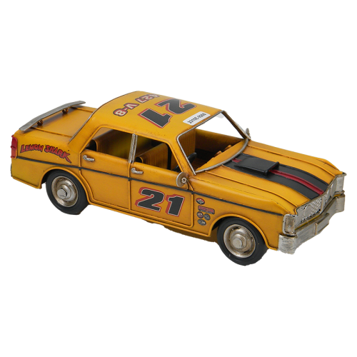 Handmade Metal Hot Racer Decor - Yellow - 27cms