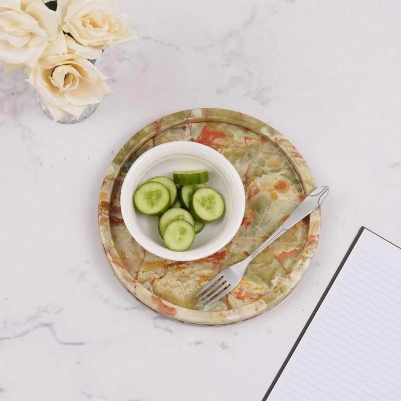 Handmade Round Marble Serving Tray (Available in 4 Colors)