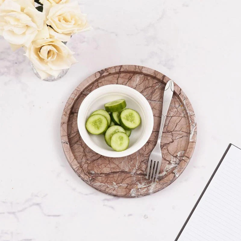 Handmade Round Marble Serving Tray (Available in 4 Colors)