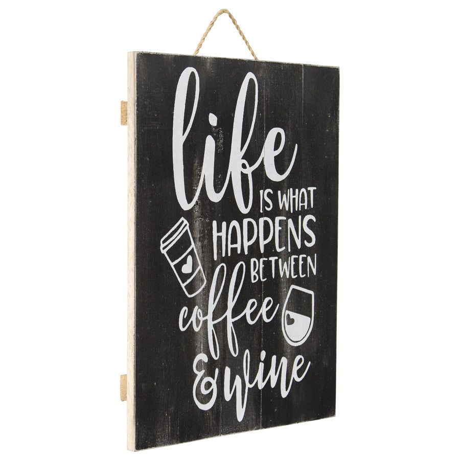 Handmade Sign Wall Art 'Life Coffee & Wine'