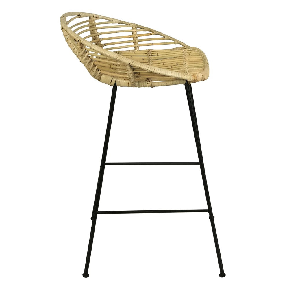Handwoven Rounded Rattan Bar Stool