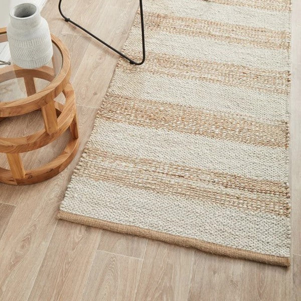 Handwoven Textured Noosa Natural White Runner - 300X80cms