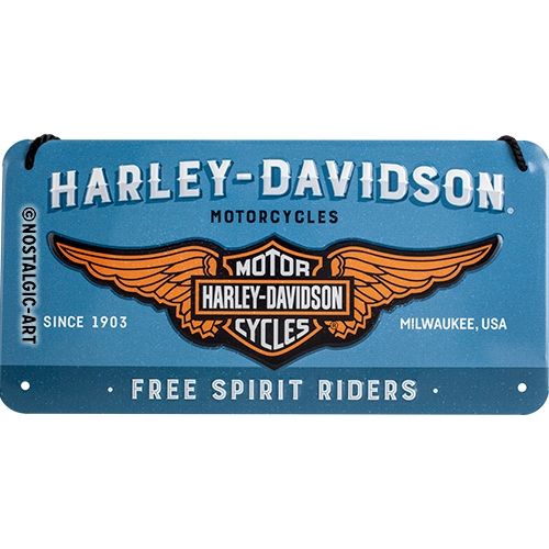 Harley-Davidson Logo Blue - Nostalgic-Art Hanging Sign - 10 x 20cm