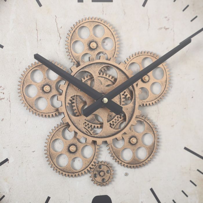 Harold Modern Round Exposed Gear Wall Clock - 46cms