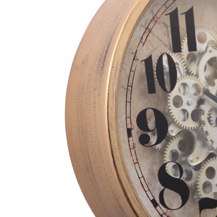 Henri Modern Round Industrial Gear Movement Wall Clock - 47cms