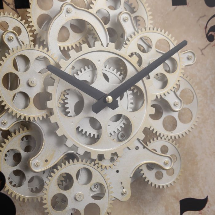Henri Modern Round Industrial Gear Movement Wall Clock - 47cms