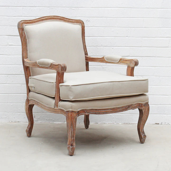 Heritage Chaise Wooden Versaille Armchair - Weathered Oak