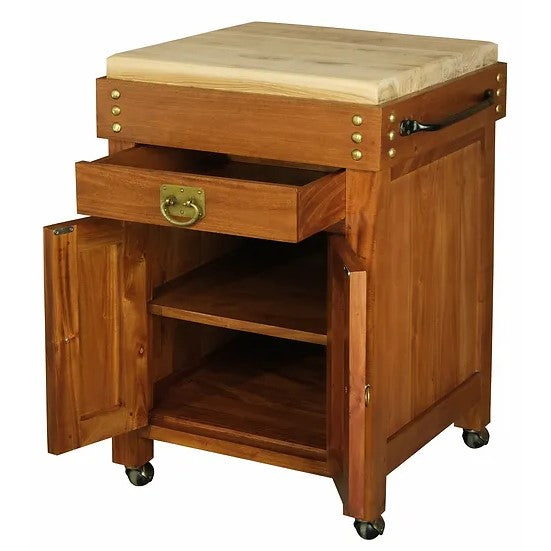 Heritage Classic 2 Door 1 Drawer Butcher's Block - Light Brown