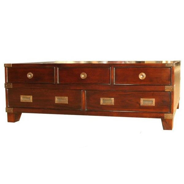 Heritage Drawer Campaign Coffee Table - Light Mahogany