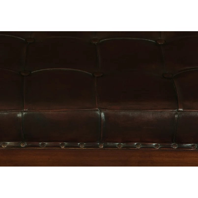 Heritage Large Studded Leather Bench - Dark Chocolate