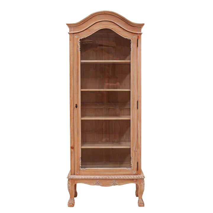 Heritage Single Door Carved Dutch Showcase - Weathered Oak