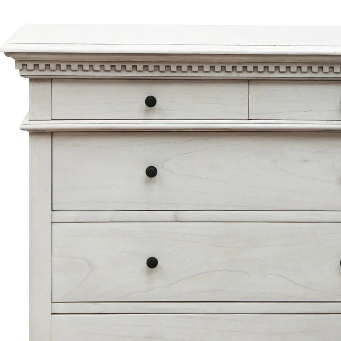 Heritage Style 5 Drawer Tallboy - White