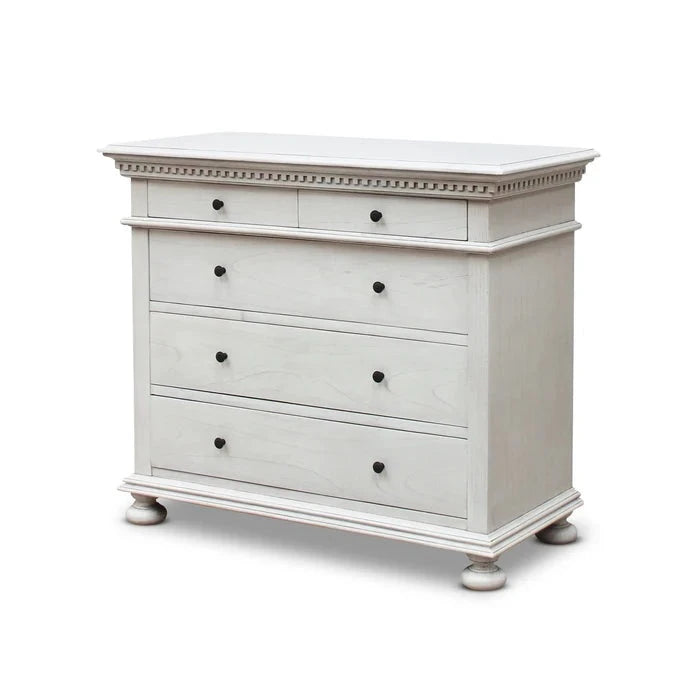 Heritage Style 5 Drawer Tallboy - White