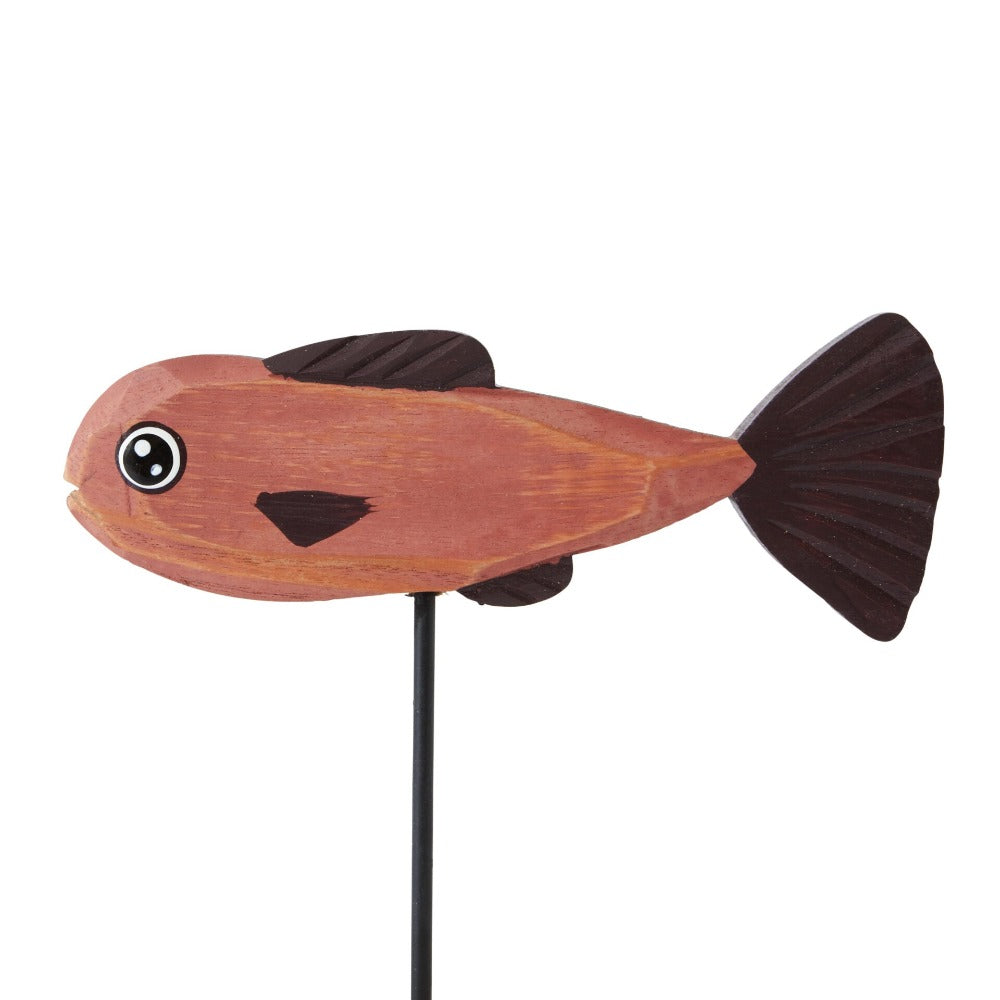 Home Decor Accent Wood Fish Statue - Red
