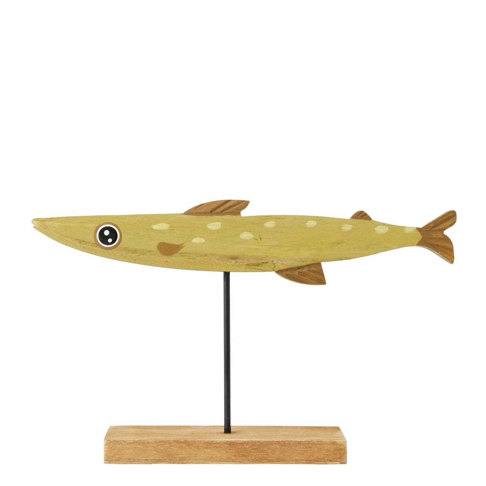 Home Decor Accent Wood Fish Statue - Yellow