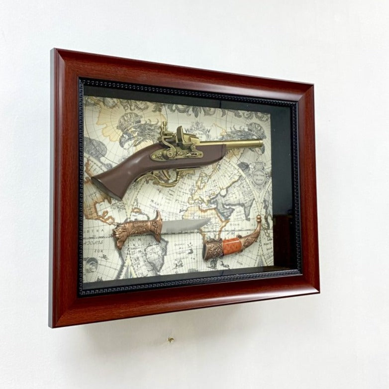 Home Decor Antique Gun & Dagger Timber Frame
