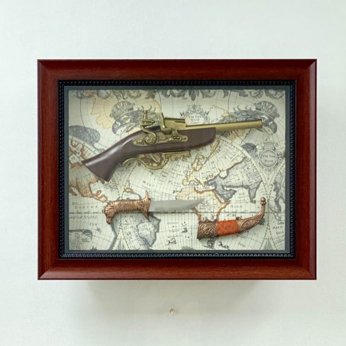 Home Decor Antique Gun & Dagger Timber Frame